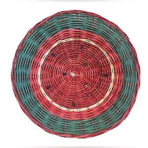 Vintage Wicker Watermelon Plate Holder Mat‎ Picnic Camping Set Lot 6